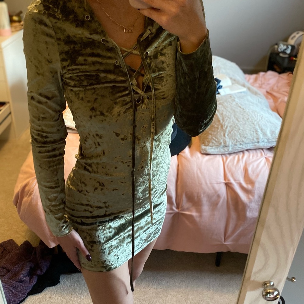 Green Velvet Pencil Dress